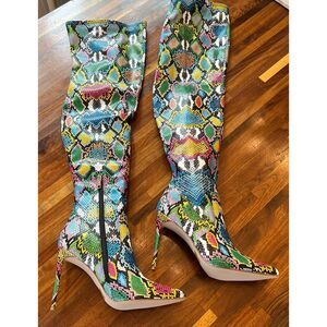 Steve Madden VAVA Bright Multi Color Thigh High Boots Size 8.5 - New In Box